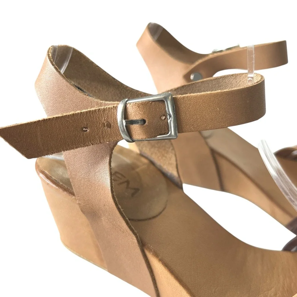 Ethem Wedge Leather Strappy Sandals EU 37 Size 7‎ Tan Multi Boho Open Toe